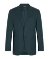 Zegna Dark Teal Blue Oasi Lino Blue Flower Jacket In Blue