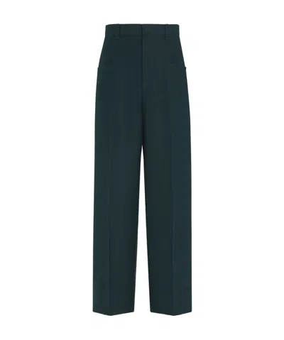Zegna Dark Teal Blue Oasi Lino Pants In Green