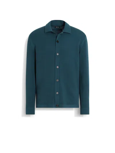ZEGNA CHEMISE EN LAINE BLEU SARCELLE FONCÉ