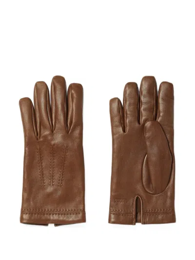 Zegna Dark-brown Leather Gloves