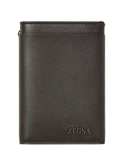 Zegna Dark-brown Secondskin Wallet In Black