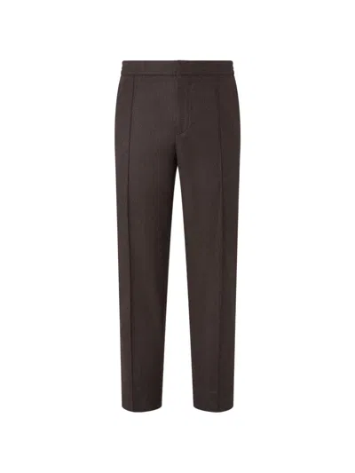Zegna Dark-brown Wool Silk And Cashmere Pants