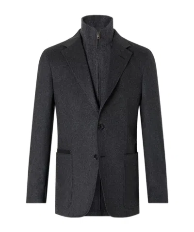 ZEGNA DARK-GREY MÉLANGE OASI CASHMERE JACKET