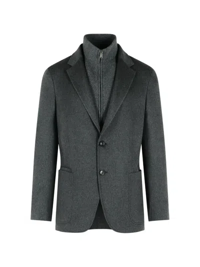 Zegna Dark-grey Mélange Oasi Cashmere Jacket In Gray
