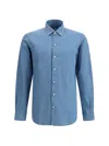 Zegna Light Blue Linen And Virgin Wool Alba Overshirt In 004