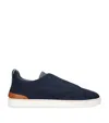 Zegna Baskets Triple Stitch En Laine #usetheexisting Bleu Marine In Blue