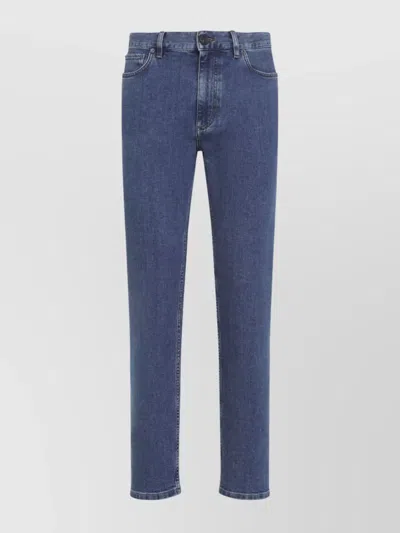 Zegna Denim Trousers With Belt Loops And Pockets In Blue