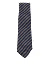 Zegna Diagonal Striped Tie Pointed Shape In Blue