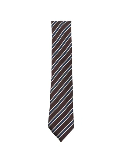 Zegna Diagonal-stripe Tie In Red
