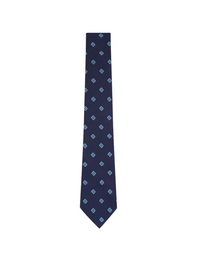 Zegna Diamond Pattern Tie In Blue