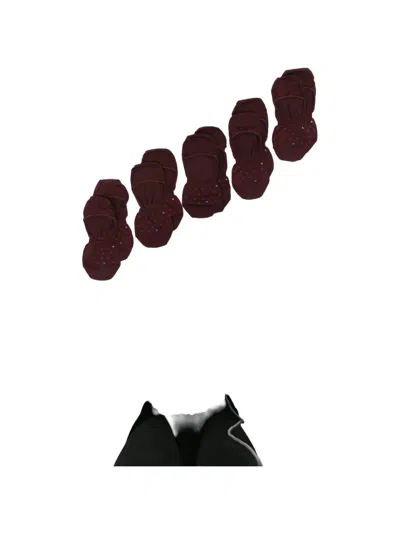 Zegna Diamond-pattern Socks (set Of Five) In Red