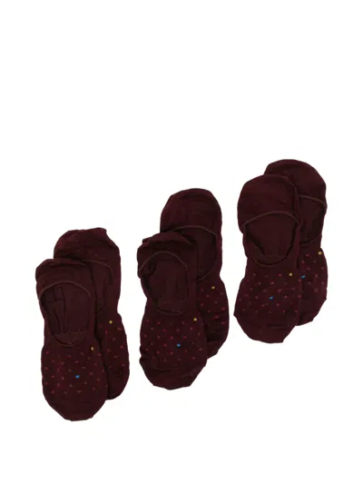 Zegna Diamond-patterned Invisible Socks In Burgundy