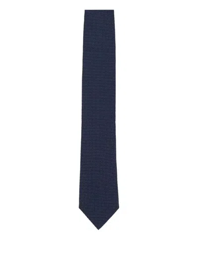 Zegna Dot-pattern Silk Tie In Blue