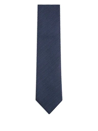 Zegna Dotted Silk Tie In Blue