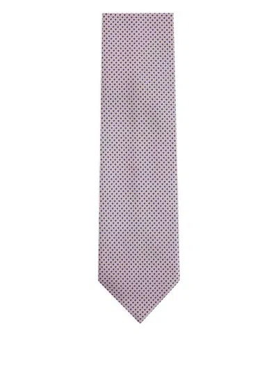 Zegna Dotted Silk Tie In Pink