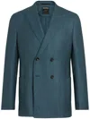 Zegna Teal Blue Cashmere Silk And Linen Jacket In 蓝色