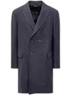 Zegna Double-breasted Coat In Blue