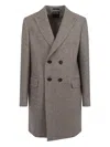 Zegna Double-breasted Herringbone-effect Coat In Gray