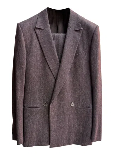 Zegna Double-breasted Suit In Brown