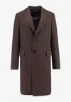Zegna Long Single-breasted Wool Coat With Flap Pockets In Brown