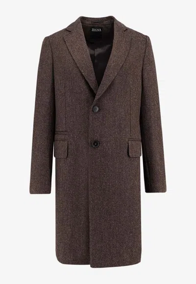 ZEGNA DOUBLE-BREASTED WOOL COAT