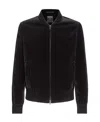 Zegna Velvet-effect Zip-fastening Bomber Jacket In Black