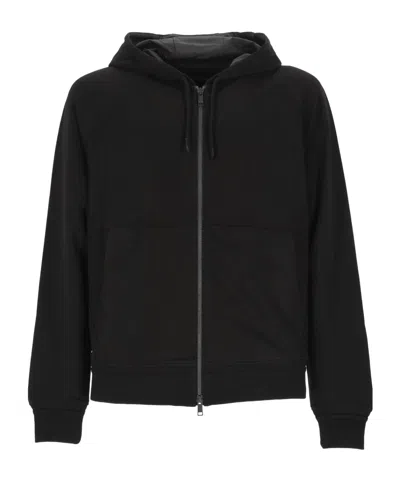 Zegna Drawstring Hooded Sweatshirt In Black