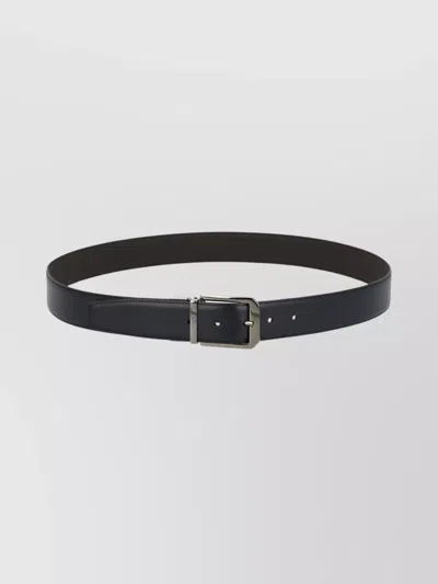 ZEGNA DUAL SIDED LEATHER BELT WITH METAL BUCKLE