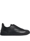 Zegna Triple Stitch Low-cut Skate Shoes In Black