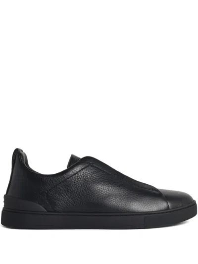ZEGNA ELASTIC-BAND LEATHER SNEAKERS