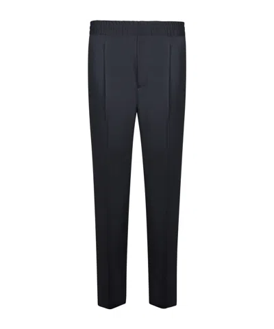 Zegna Elastic Waist Casual Pants In Blue