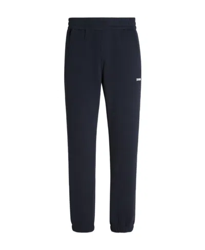 Zegna Elasticated-waist Cotton Track Pants In Black