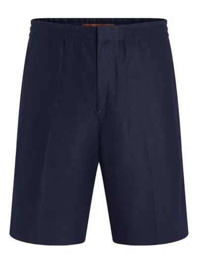 Zegna Elasticated-waist Linen Shorts In Brown