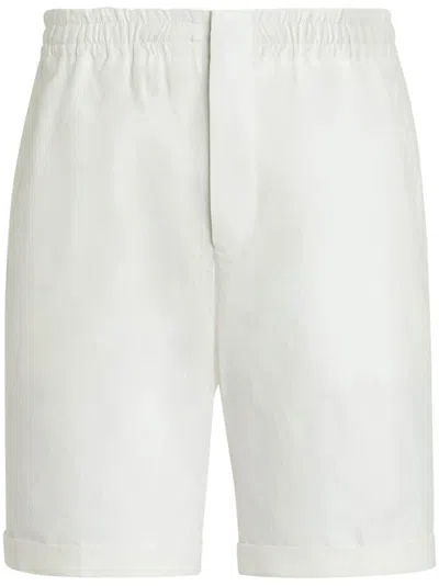 Zegna Elasticated-waist Linen Shorts In White