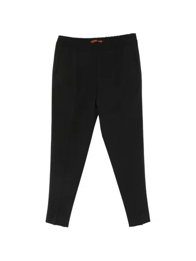 Zegna Elasticated-waist Pleated Trousers In Black