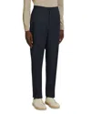 Zegna Elasticized Waist Regular Fit Linen Pants In Navy Blue