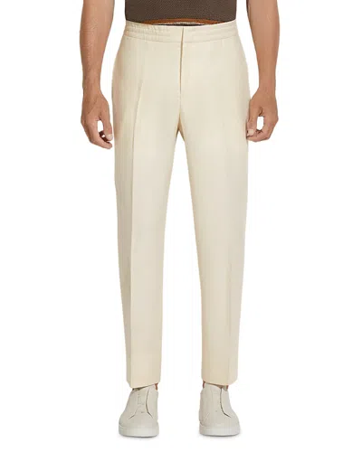 ZEGNA ELASTICIZED WAIST REGULAR FIT LINEN PANTS