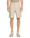 Zegna Elasticized Waist Regular Fit Linen Shorts In Light Taupe