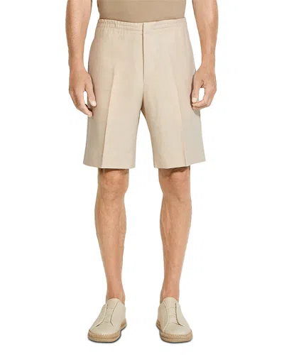Zegna Elasticized Waist Regular Fit Linen Shorts In Light Taupe