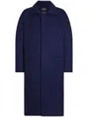 Zegna Wool Coat With Collared Design And Front Pockets In 蓝色