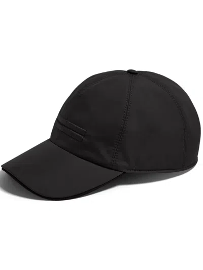 Zegna Blue Technical Fabric Baseball Cap In Black