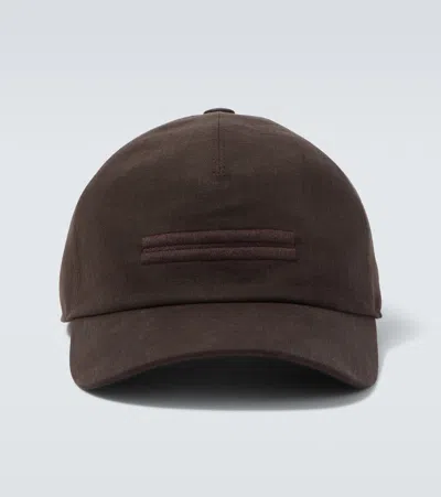 Zegna Embroidered Cotton Baseball Cap In Black