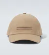 Zegna Embroidered Linen Baseball Cap In Brown