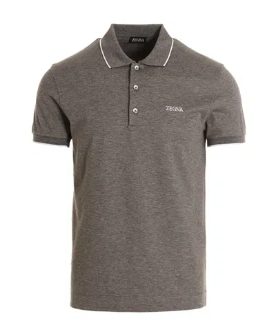 ZEGNA Z ZEGNA LOGO-EMBROIDERED SHORT SLEEVED POLO SHIRT