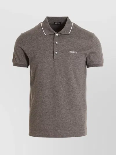 ZEGNA EMBROIDERED LOGO POLO SHIRT