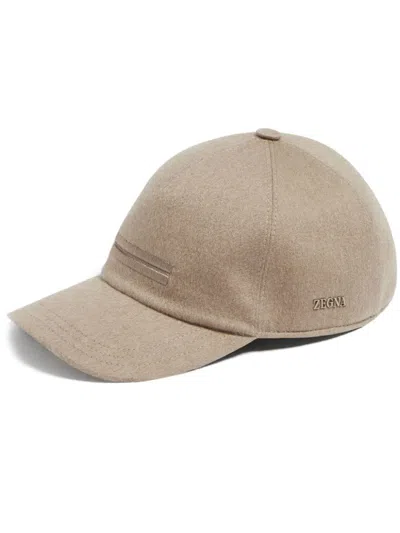Zegna Embroidered-motif Cap In Beige