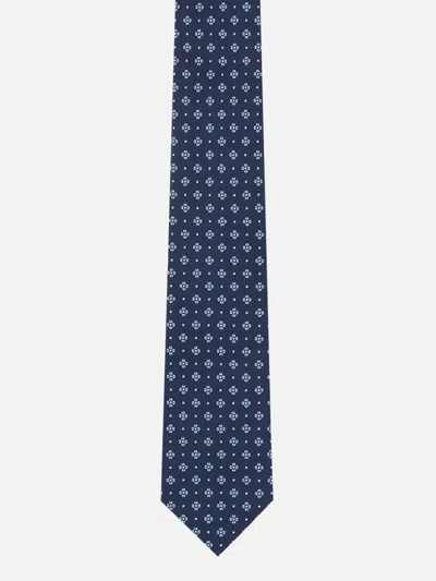 Zegna Embroidered Tie In Blue