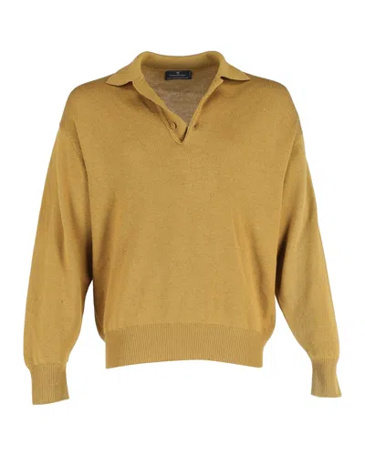 Zegna Ermenegildo  Button Up Sweater In Yellow Wool