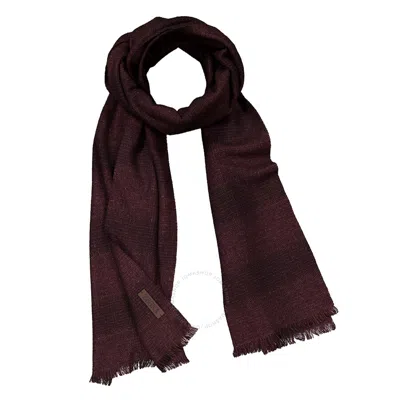 Zegna Ermenegildo  Check Patterned Frayed Edge Scarf In Purple