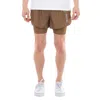 Zegna Ermenegildo  Logo Layered Running Shorts In Brown